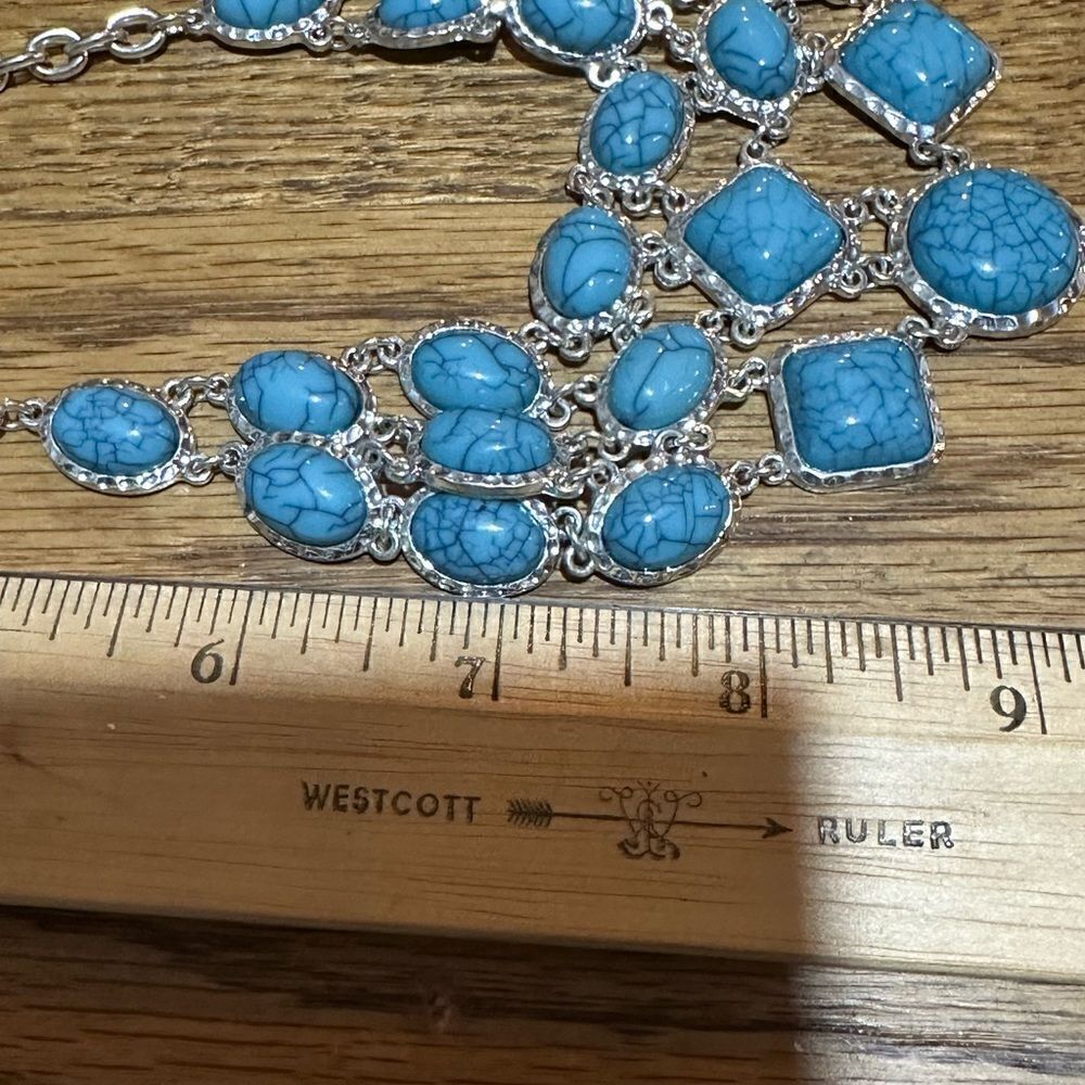 Blue & Silver Statement Necklace with Matching Earrings - Picture 3 of 3